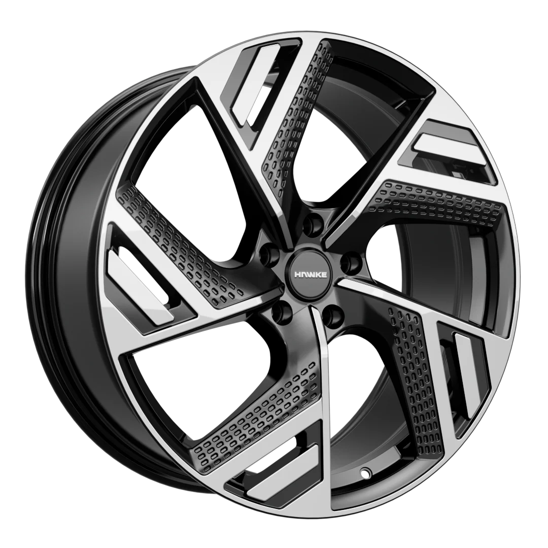 4 x Hawke Wheels Valor Black Polished & 4 x 255/40R22 103V XL CONTINENTAL FR CONTIPREMIUMCONTACT 6 J