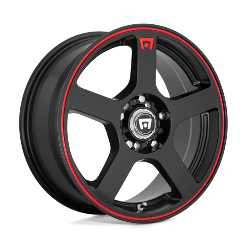 4 x Motegi MR116 FS5 MATTE BLACK W/ RED STRIPE & 4 x 225/35R18 87Y XL BRIDGESTONE POTENZA SPORT